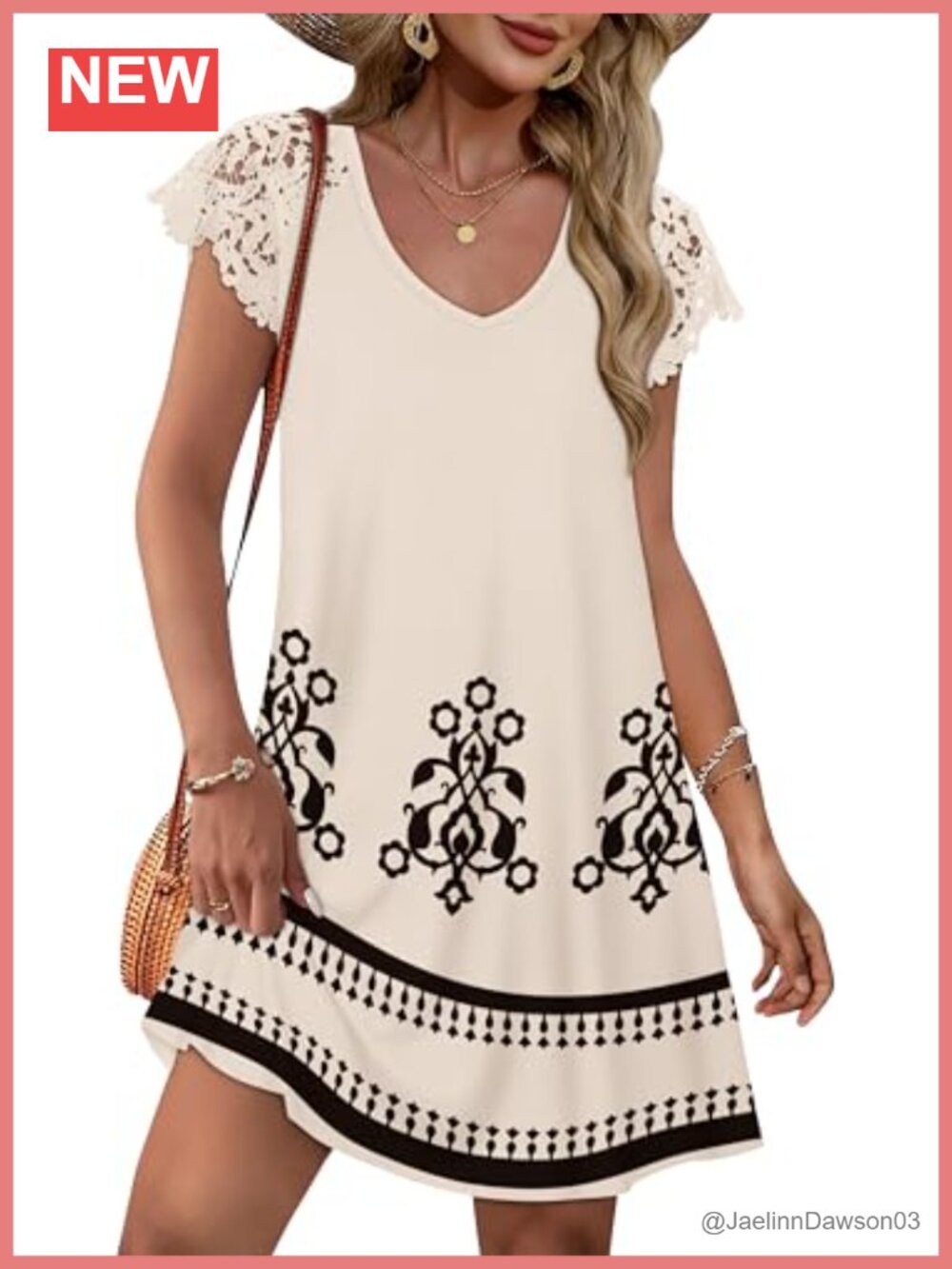 Women's Casual Lace Short Sleeve Sundress V-Neck Summer Beach Wedding Guest